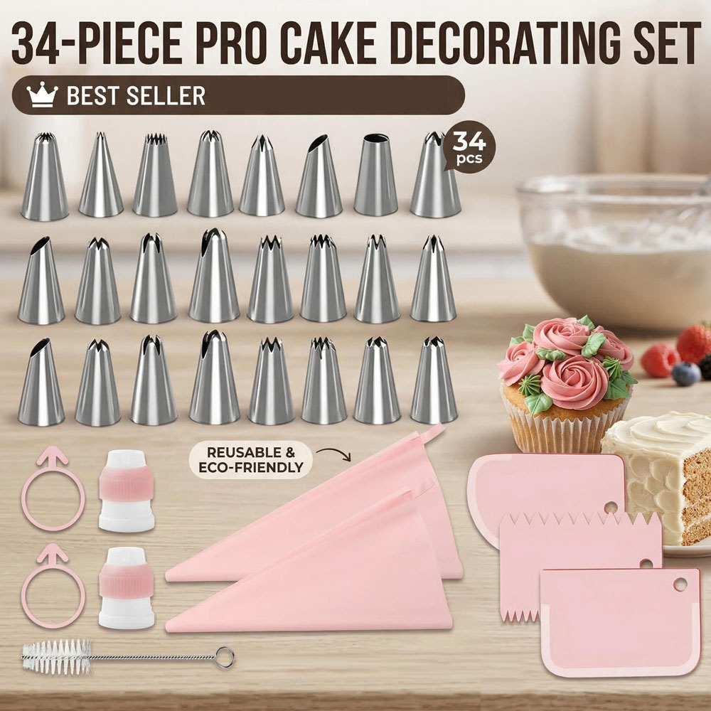 مجموعة من 34 قطعة من أدوات تزي - مراجعة Decorating Tip Set وسعره
