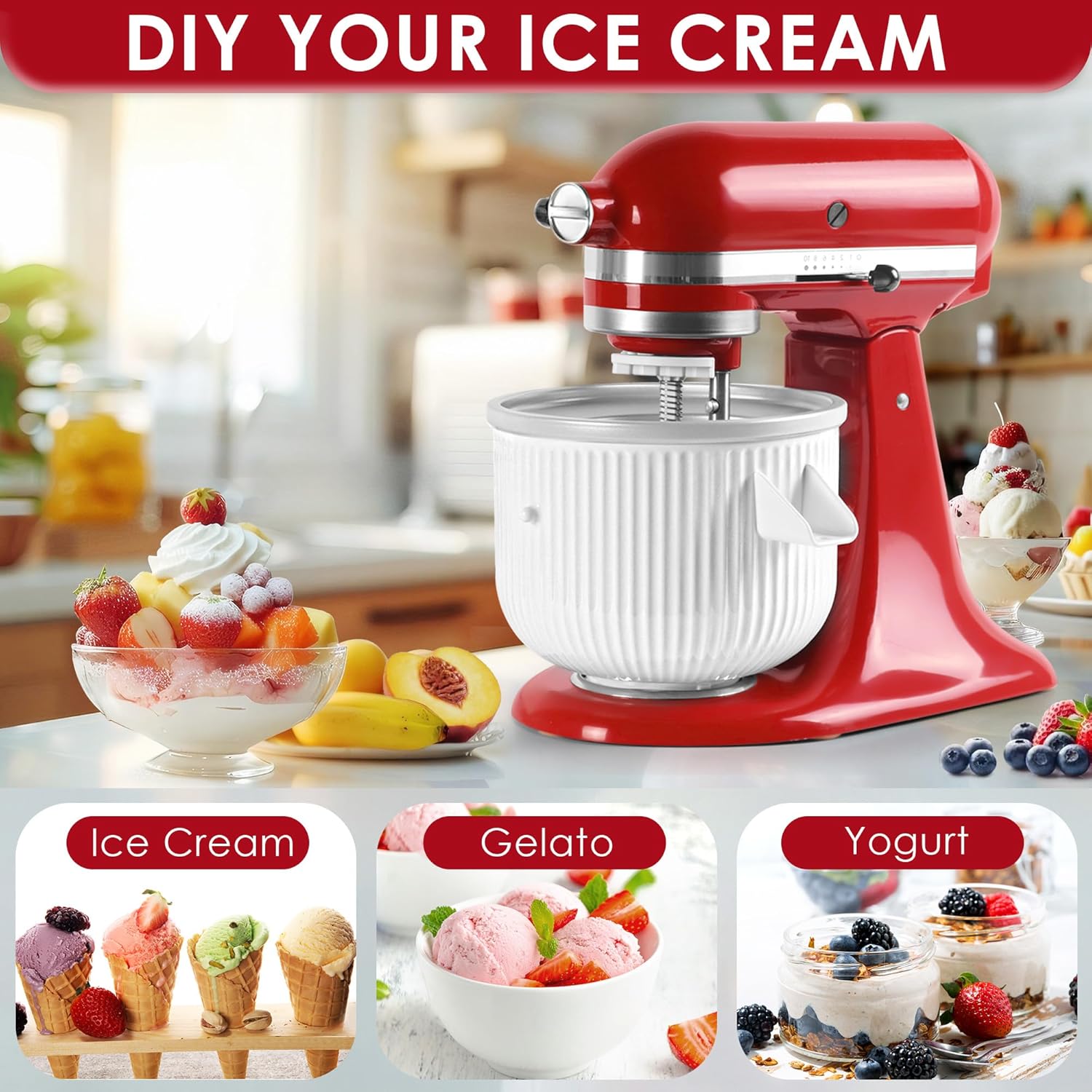 مرفق صانع الآيس كريم لخلاطات ح - مراجعة Kitchenaid Baking Set وسعره